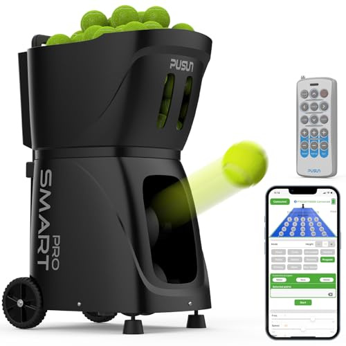 PT-SMARTPro - Macchina per palline da tennis professionale con controllo app, 20 punti di atterraggio e velocità variabile, per allenarsi con sistema multi-angolo (durata 4-6 ore)