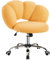 Yaheetech Sedia da Ufficio Scrivania Cameretta Imbottita Senza Braccioli Ergonomica con Ruote Girevole, Schienale Design a Nuvola in Tessuto Bouclé, Altezza Regolabile Giallo