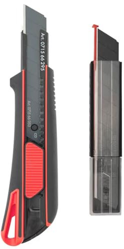 Würth 2K Cuttermesser 18mm inkl. 3 + 10 Abbrechklingen extrem scharf schwarz 071566295 Teppichmesser Universalmesser Papiermesser