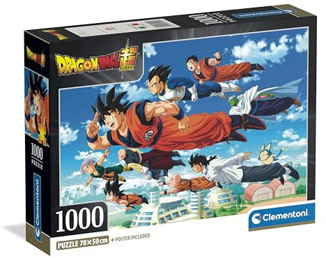 Clementoni Jigsaw Puzzle 1000 pieces, Dragonball, Puzzle for Adults 14-99 Years, Compact box, Made in Italy, 39955