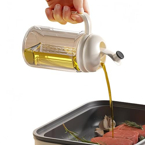 ＬＡＭＡＳＥＤ Bouteille Distributrice d'Huile d'Olive avec Bec Verseur Automatique - 500ml en Verre, Graduée, Étanche et Lavable au Lave-Vaisselle