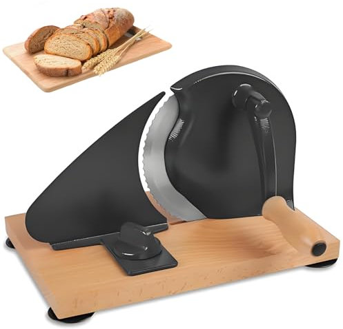 Manual Bread Slicer - Stainless Steel Blade, Adjustable Thickness 0.2in-0.78in, Classic Home Food Cutter for Homemade Sourdough and Sandwich Bread