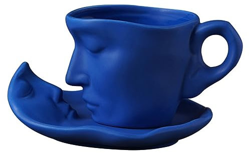 CIYODO Set Di Tazzine Da Caffè Espresso E Tè in Ceramica Con Piattino Tazzine 260 Ml Design Rilievo Unico Per Uso Casa Ufficio