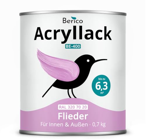 Berico Acryllack - Lila/Flieder - 0,7 Kg - 4in1 Lack Buntlack Möbelfarbe Möbellack - Für Innen und Außen - Holz, Möbel, Metall & Fliesen