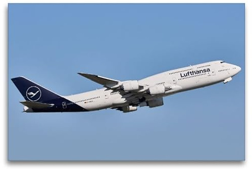 Leinwand · D-ABYA - Lufthansa - Boeing 747-800 Brandenburg Farnkfurt | Airport · Boeing 747-800 Lufthansa · 120 × 80 cm quer · Textil-Leinwand auf Keilrahmen · CALVENDO Leinwand