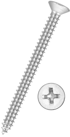 Kozelo 25 pcs Tornillos Para Madera de Cabeza Plana Phillips #8x2 Plateado | Tornillos Autoperforantes Avellanados, Acero Inoxidable 316, Para Ensamblaje de Muebles