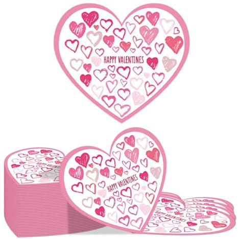 Kotkiddy 40 Herzförmige Servietten Valentinstag 2-lagig 16,5 x 16,5 cm Rosa Tischdeko Premium Party Deko für Hochzeit, Verlobung, Brautparty, Baby Shower, Jubiläum, Valentinsfeier