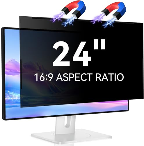 IPROKKO Filtro magnético de privacidad de 24 pulgadas para monitor de 16:9, protección de privacidad extraíble, antiluz azul, antirreflejos, protector de pantalla para HP Dell Acer Lenovo Asus de 24