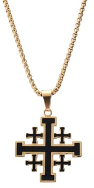 Edelstahl Jerum Crusader Templer Kreuz Anhänger Halskette für Männer Frauen Schmuck 24 Zoll Kette