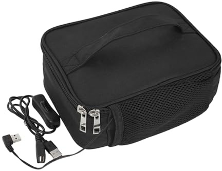 Flylin Insulated Food Delivery Bag, USB Heated Lunch Box 23x17x9cm Black | Durable Oxford Fabric, Aluminum Film Liner, Portable Heating for Work Office Car Picnic Camping Travel