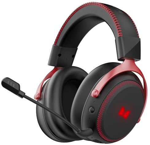 Monster Mission 350 - Cuffie da gioco per PC, PS4, PS5, cuffie da gioco con suono surround virtuale 7.1, luci RGB, cuscino in memory foam, cuffie over-ear per switch, Xbox Series X/S, laptop