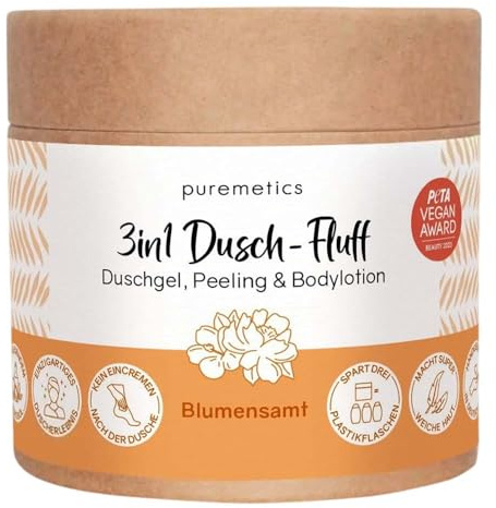 puremetics 3in1 Dusch-Fluff, Blumensamt, LE, 250g