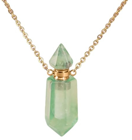 ZEPFJHE Perfumes Bottle Pendant Necklace for Women Stainless Steel Cable Chain Choker Adjustable Length Neckchain Accessory Crystal Accessory