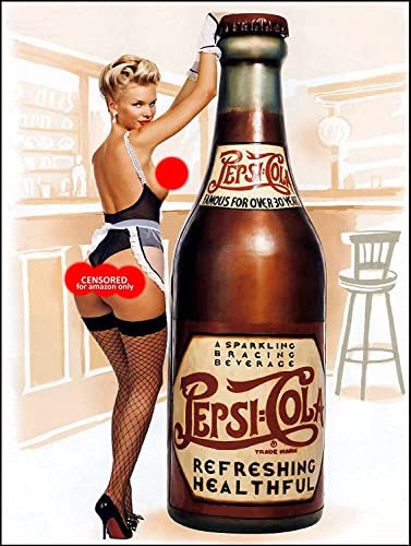 Wandwerbung aus Metall mit Pepsi-Girl, Retro-Kunst