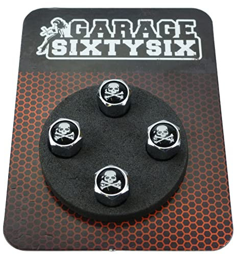 Garage-SixtySix Ventilkappen Skull with Bones / 4 Stück/Modell: Pittsburg