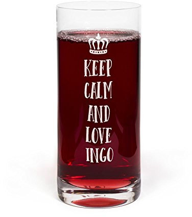 printplanet® Glas mit Namen Ingo graviert - Leonardo® Trinkglas mit Gravur - Design Keep Calm