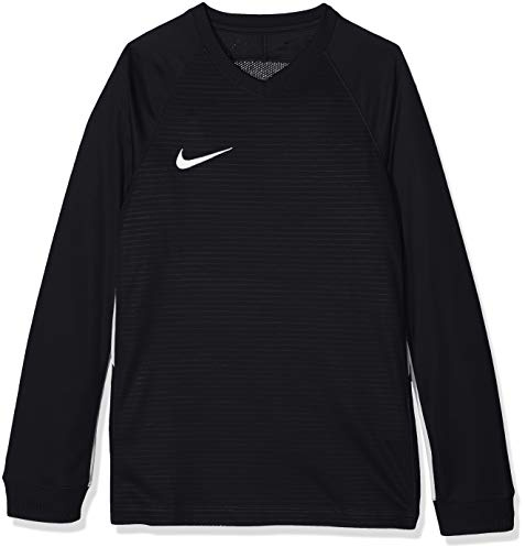 Nike Kinder Tiempo Premier Football Jersey Long Sleeved T-shirt, Schwarz (Black/White 010), S