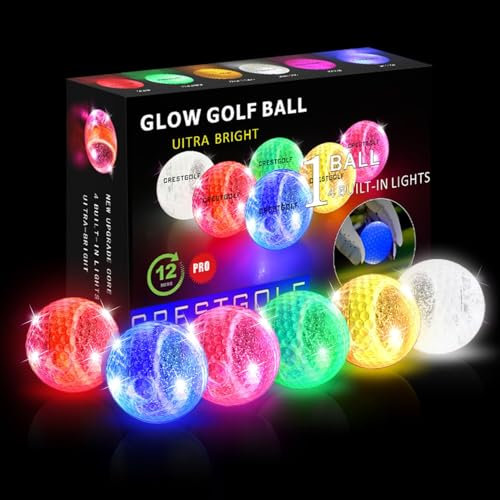 Crestgolf Flashing Glowing Golfball, 6PC Night Glow Flash Light up Golfball für Lange Distanzen, Sechs Farben für Ihre Wahl (6pcs ledballs)
