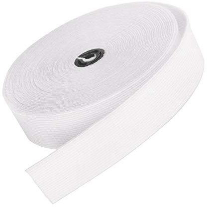 Flaches elastisches Gummiband – Dehnbares Nähband für Kleidung, Taillenbänder, Stirnbänder, Röcke, Perücken und Bastelprojekte, 6 Meter (Weiß, 25mm)