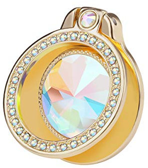 lenoup Glitter Bling Bling Smartphone Handy Ring Fingerhalterung, Sparkle Handyring Künstlicher Diamantständer, Strasszellen Handyringhalterung Finger für Telefone, Pad (Gold)