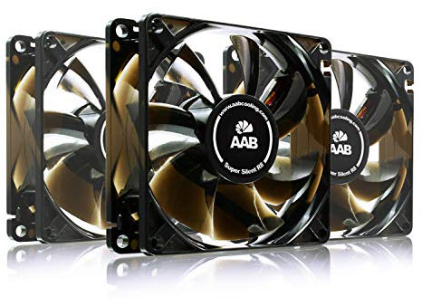 AABCOOLING Super Silent R8 - Leise und Efizient 80mm Gehäuselüfter mit 4 Anti-Vibration-Pads, 9V Adapter - CPU Kühler Wentilator Lüfter PC Fan Gehäuse Lüfter 80mm 13,9 dB(A) 33 m3/h - 3 Stück