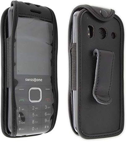 caseroxx Ledertasche mit Gürtelclip für Swisstone SC 580 in schwarz – robuste Handy-Tasche mit Sichtfenster & Gürtelclip aus Echtleder, ideal für Beruf, Freizeit, Outdoor & sicheren Transport