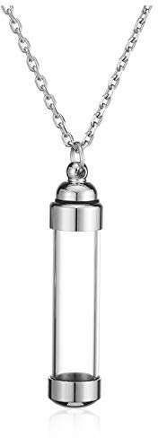Jovivi Silver Cremation Jewellery for Ashes Keepsake Necklace Memorial Stainless Steel Acrylic Cylinder Urn Pendant Necklace for Women Men