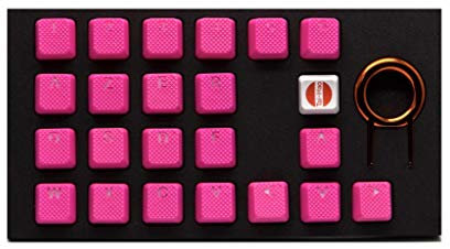 Tai-Hao TPR Rubber Backlit Double Shot Keycaps, 22 Keys in Neon Pink