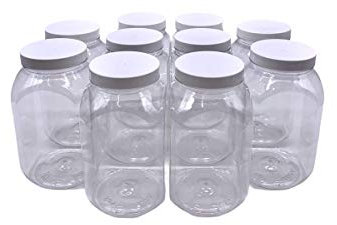 Truenova 10 x 995ml Square Plastic Storage Jars Kitchen/Garage Organisation & White Lids