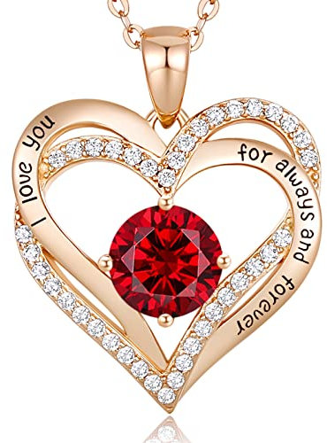 CDE Kette Damen 925 Sterling Silber Rosegold Forever Love Herz Anhänger Halskette für Frauen Schmuck Geburtstags Geschenk für Sie Freundin Weihnachten Valentinstag Muttertags (Roségold 01&07)