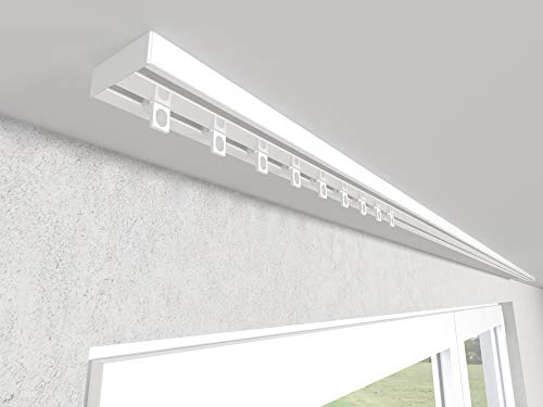 Market-Alley Vorhangschiene Aluminium Weiß Gardinenschiene ; 2-/ 3-/ 4-läufig ; 120cm-600cm. Für Kräuselband Gardinen oder Schiebevorhang (2-läufig ; 320cm ; mit Ösengleiter) | Weiß Gardinenschiene ; 2-/ 3-/ 4-läufig ; 120cm-600cm. Für Kräuselband Gardinen oder Schiebevorhang