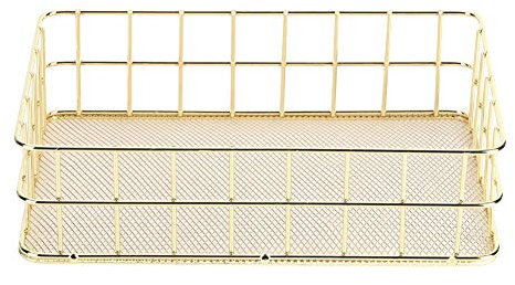 BuyWeek Aufbewahrungskorb Gold, Golden Kosmetik Organizer Bad Aufbewahrung Multifunktions Desktop Organizer für Wohnzimmer Badezimmer(Large)
