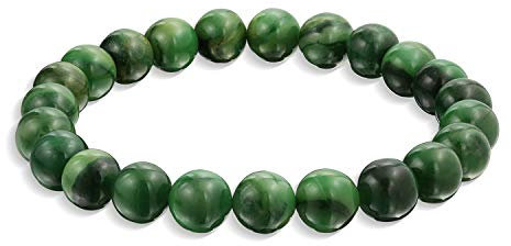 Bling Jewelry Edelstein Halbedelstein Grüner Afrikanischer Jade Runder Perlenkugel 8MM Stapel Stretch Armband Für Frauen Männer Teenager Unisex Strang