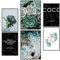 Postertech® Premium Poster (6er Set) | Poster Set Coco türkis | 2X DIN A3 & 4X DIN A4 | stilvolle Wanddeko | Rosen türkis weiss schwarz modern | Ohne Rahmen