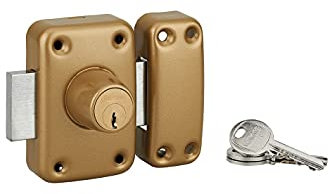 THIRARD - Verrou double entrée Apache pour porte d'entrée, cylindre 60mm, acier, 3 clés, époxy or
