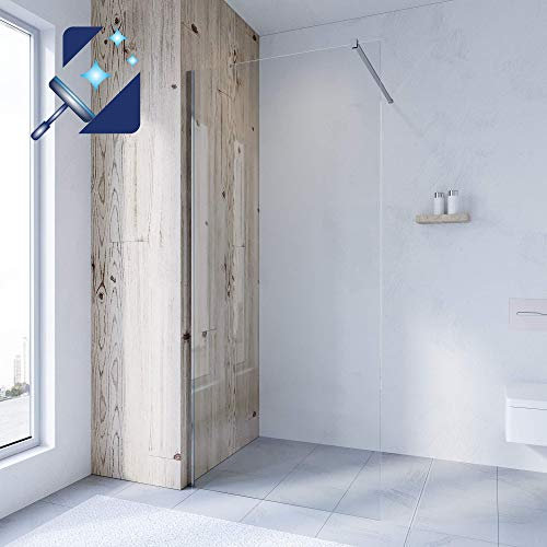 AQUABATOS® 90 x 200 cm Walk in Dusche Duschwand Glas Duschabtrennung Duschtrennwand Glastrennwand Glaswand 8 mm Echtglas ESG mit NANO Beschichtung