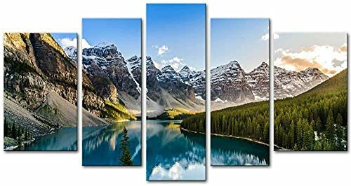 Multi Panel Wall Art 5 Piece Print On Canvas Pictures Stream Of The Mountain Art Print Images Modern Home Decoration Wallpaper Framed