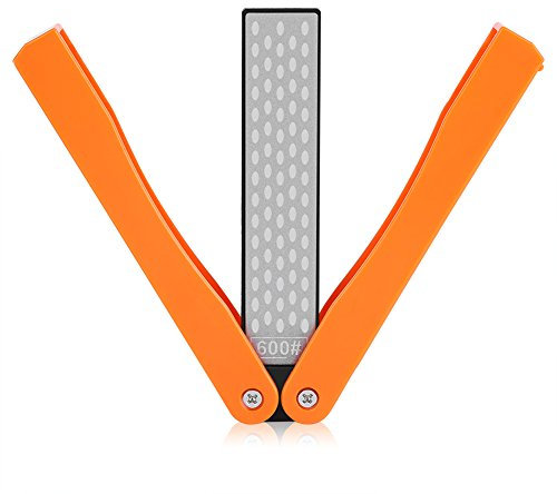 Aiguiseur de Couteaux AUNMAS Portable, Pierre à Aiguiser Diamant Double Face 400/600, Noir/Orange