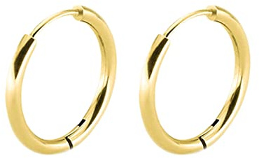 Lieson Boucle D'Oreilles Titane, Boucle D'Oreille Femme Creole Boucles D'Oreille en Argent/Noir/Or Cercle 8/10/12/14MM
