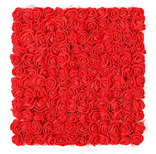 MWOOT Fiori Artificiali Rosso, 144 Pezzi Rosa Finta, Piccolo Fiore Rosa Finto per Cerimonia Nuziale Fermagli per Capelli, Accessori per Cerchietti, 2.5CM Capolini Finti Fai Da Te