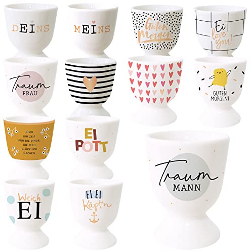 LS-LebenStil Gute Laune Eierbecher Slogan Traummann Exklusiv Echt-Gold, edle Eibecher, Eierhalter Eihalter, Deko am Frühstückstisch, Geschenk zur Hochzeit, Verlobung