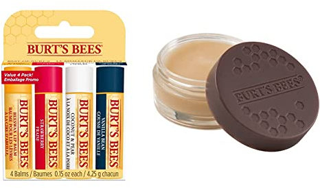 Burt's Bees Natural Lip Balms Geschenkset, 1er Pack (1 x 4 Stück) & 100 Prozent Natürliche intensive Lippenpflege, für die Nacht, 7,08 g