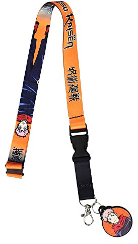 Jujutsu Kaisen Umhängeband mit transparenter Ausweishülle und Schlüsselanhänger, Orange