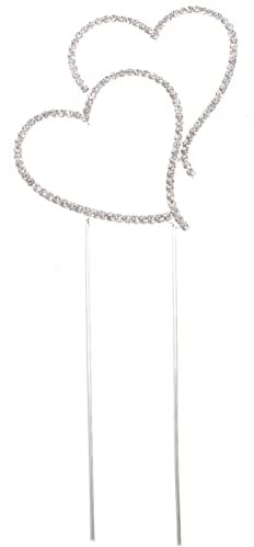 BESPORTBLE Silber Herz Deko Torte Mit Kristall-doppelherzen Für Hochzeitstorten Tortenfigur Für Hochzeit Geburtstag Oder Jubiläum