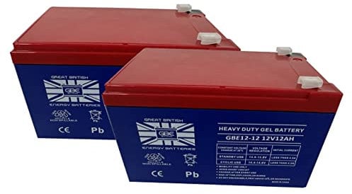 Great British Energy Batteries - Heavy Duty Gel Leisure Battery 2x 12v 12ah Reliable and Long Lasting Replacement Mobility Scooter Batteries also used in Electric Wheelchairs