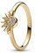 PANDORA Moments Himmlisch Funkelnder Sonnenring mit 14 Karat vergoldeter Metalllegierung mit klaren Cubic Zirkonia Steinchen in der Größe 52, 162674C01-52