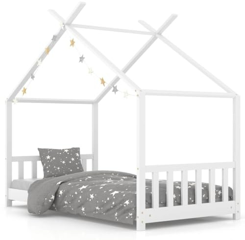 vidaXL Kids Bed Frame White Solid Pine Wood 80x160 cm
