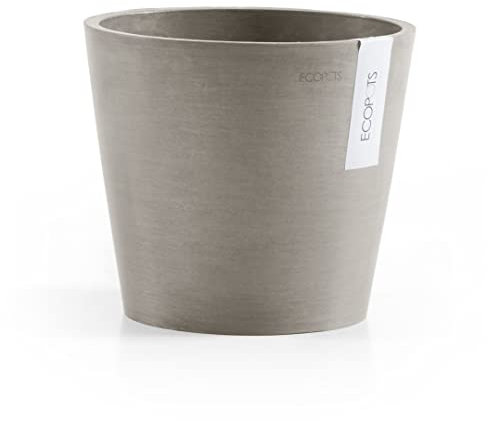 ECOPOTS Amsterdam, fioriera rotonda moderna in plastica riciclata, tortora, 25,4 cm