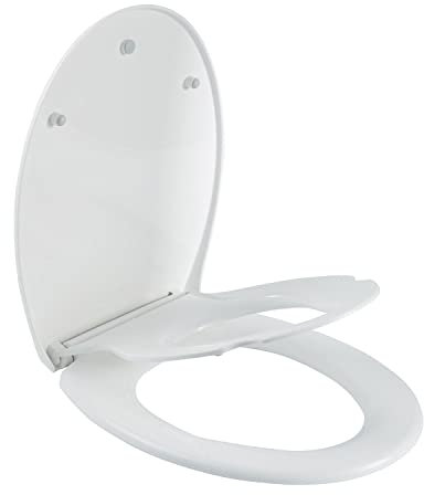 ECOSPA Oval Shape Family Friendly Toilet Seat with Soft Close Functions, Removeable Child Seat and Top & Bottom Hinges to fit 99% Toilets (Oval Shape Family)