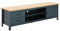 AltoBuy Tina - Meuble TV 1 Porte 2 Tiroirs Bois Ciré et Bleu Pétrole